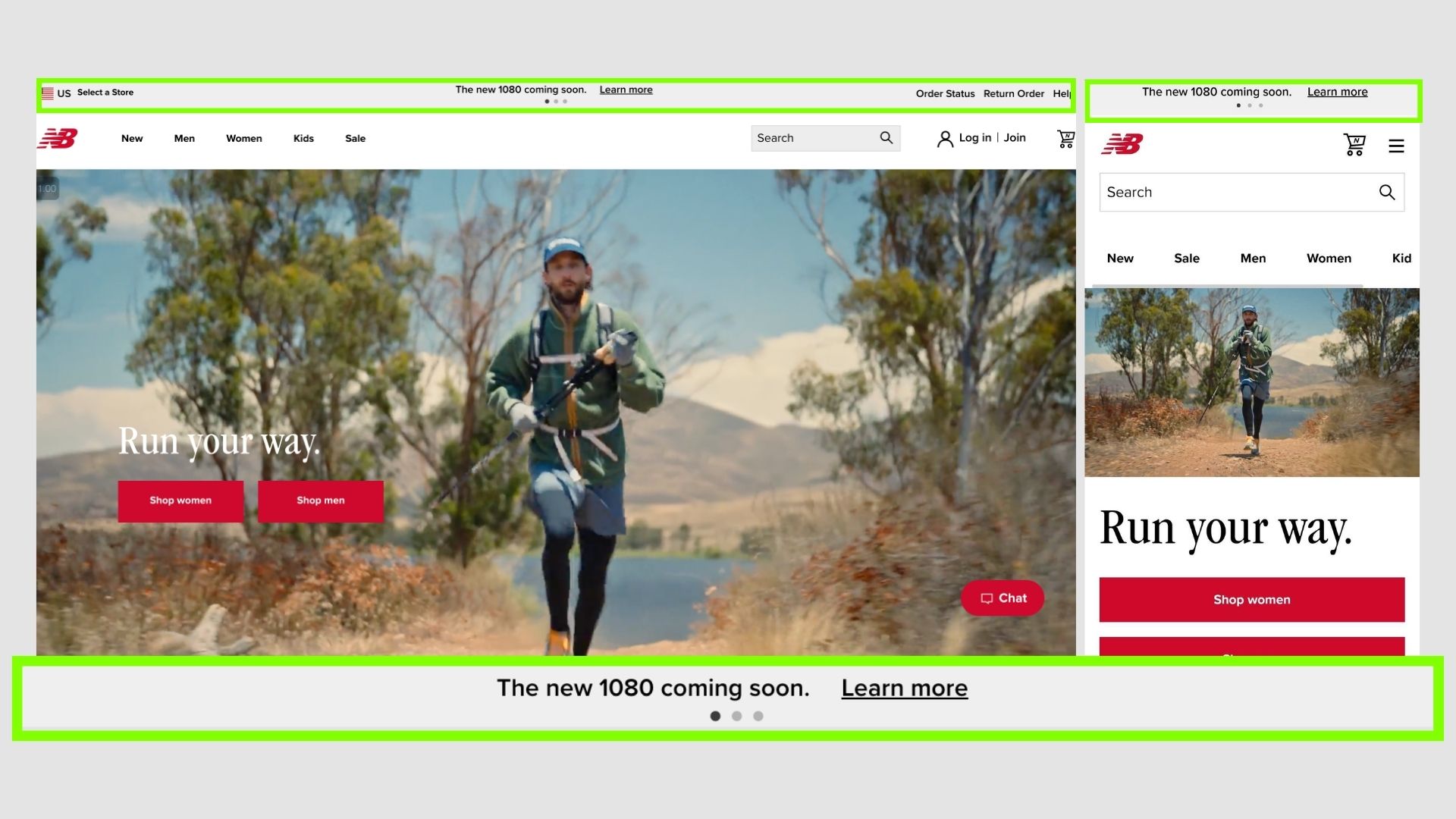 New Balance announcement bar
