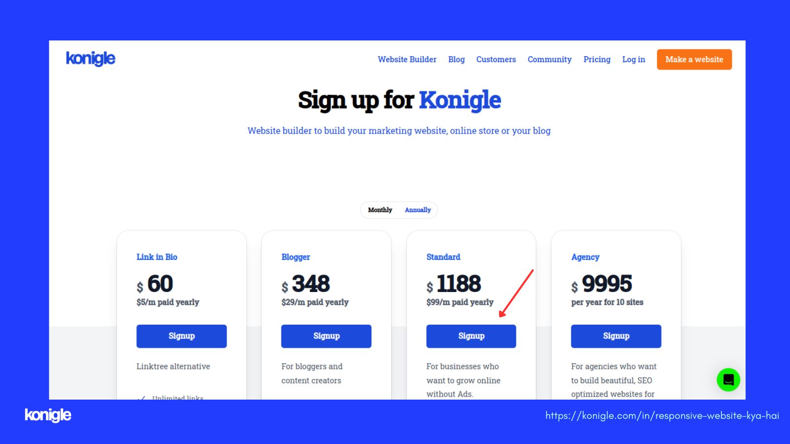 Konigle subscription plan